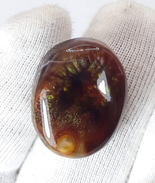 16.5ct Mexican Fire Agate,  Rare Fire Agate, Fire Agate Oval cabochon - Suitable for Ring and Pendant, Perfect gemstone Gift , Dimensions- 20  x 15.7 mm
