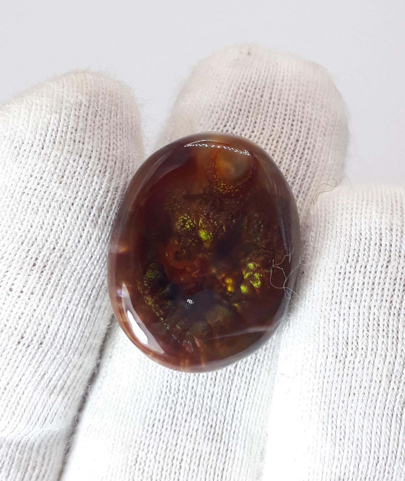 16.5ct Mexican Fire Agate,  Rare Fire Agate, Fire Agate Oval cabochon - Suitable for Ring and Pendant, Perfect gemstone Gift , Dimensions- 20  x 15.7 mm