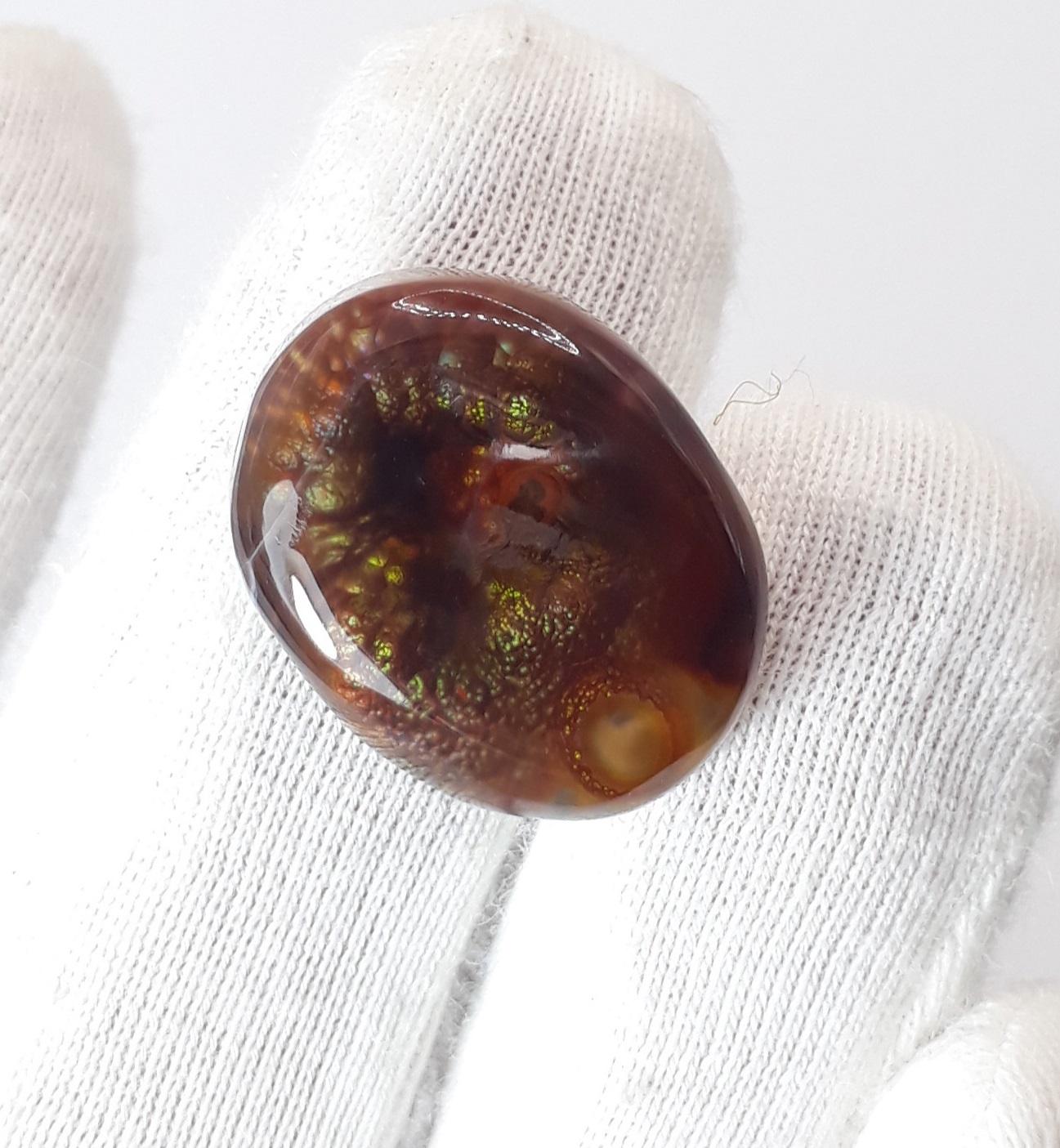 16.5ct Mexican Fire Agate,  Rare Fire Agate, Fire Agate Oval cabochon - Suitable for Ring and Pendant, Perfect gemstone Gift , Dimensions- 20  x 15.7 mm