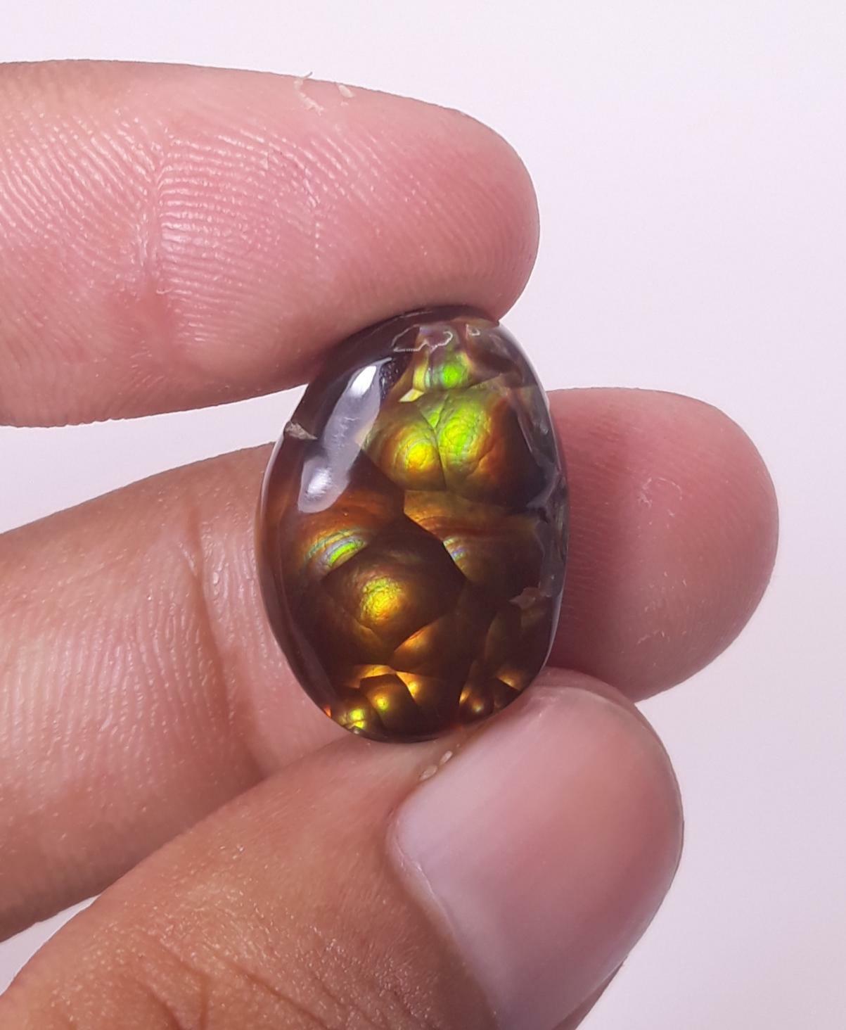 16.9ct Rainbow Bubbly Mexican Fire Agate,  Rare Fire Agate, Oval Cabochon Fire Agate - Perfect gemstone Gift, Rare Gemstone than Diamonds, Dimensions 20 x 14.5mm