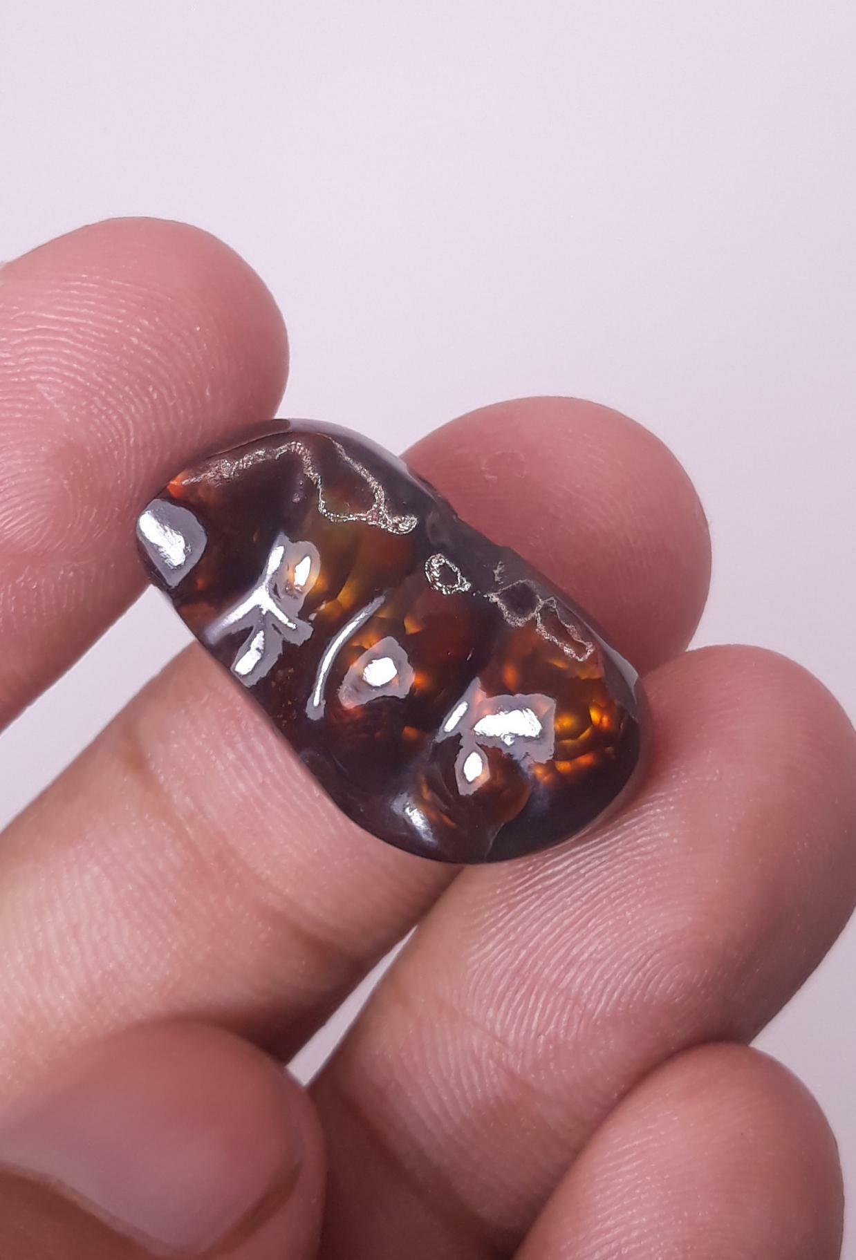 Rare Negro Mexican Fire Agate Carving - Agate De Fuego