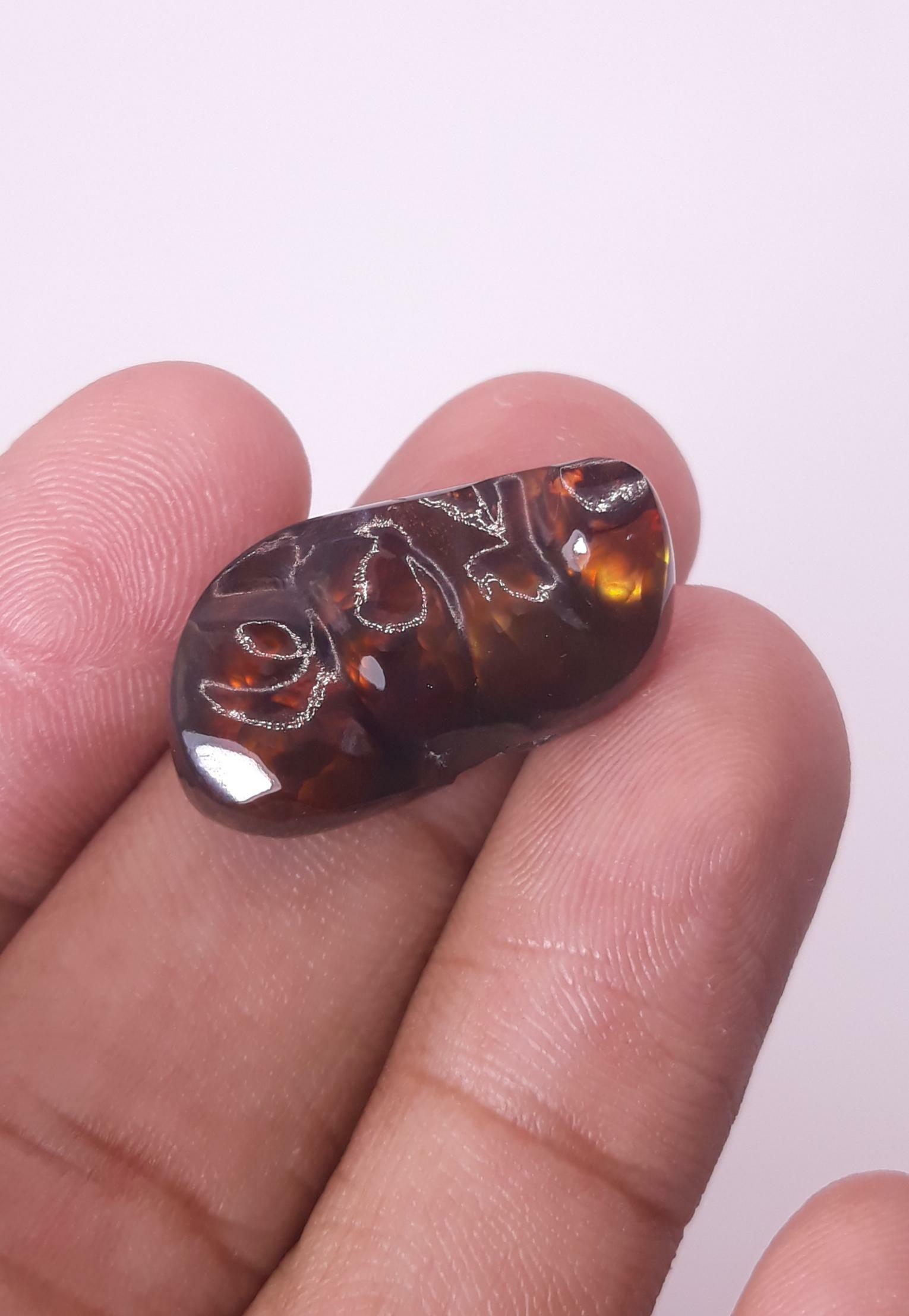 Rare Negro Mexican Fire Agate Carving - Agate De Fuego