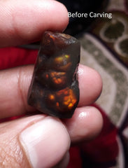 Rare Negro Mexican Fire Agate Carving - Agate De Fuego