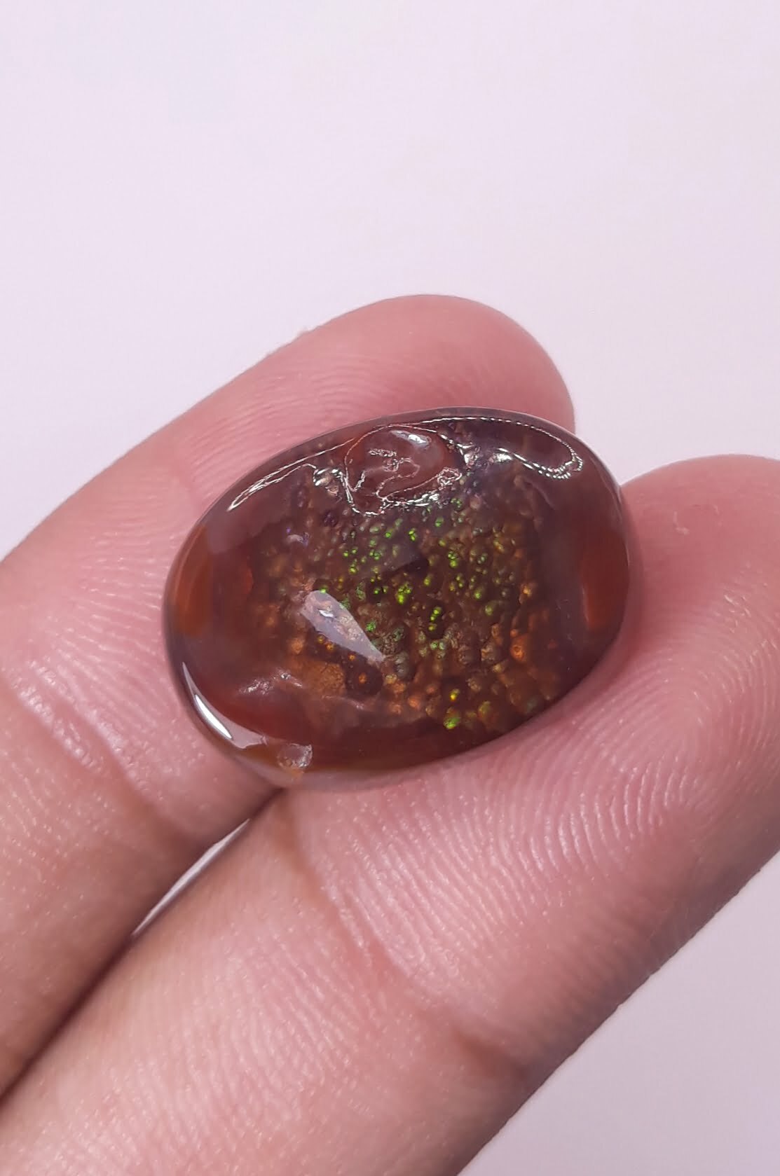 21.5ct Colorful Bubbly Fire Agate,  Rare Fire Agate - Perfect gemstone Gift, Rare Gemstone than Diamonds, Dimensions 21 x 16 mm