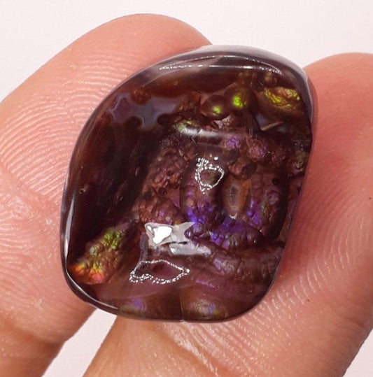 23.8ct Purple Fire Agate,  Rare Fire Agate - Polished Fire Agate, Dimensions 23 x 17 mm