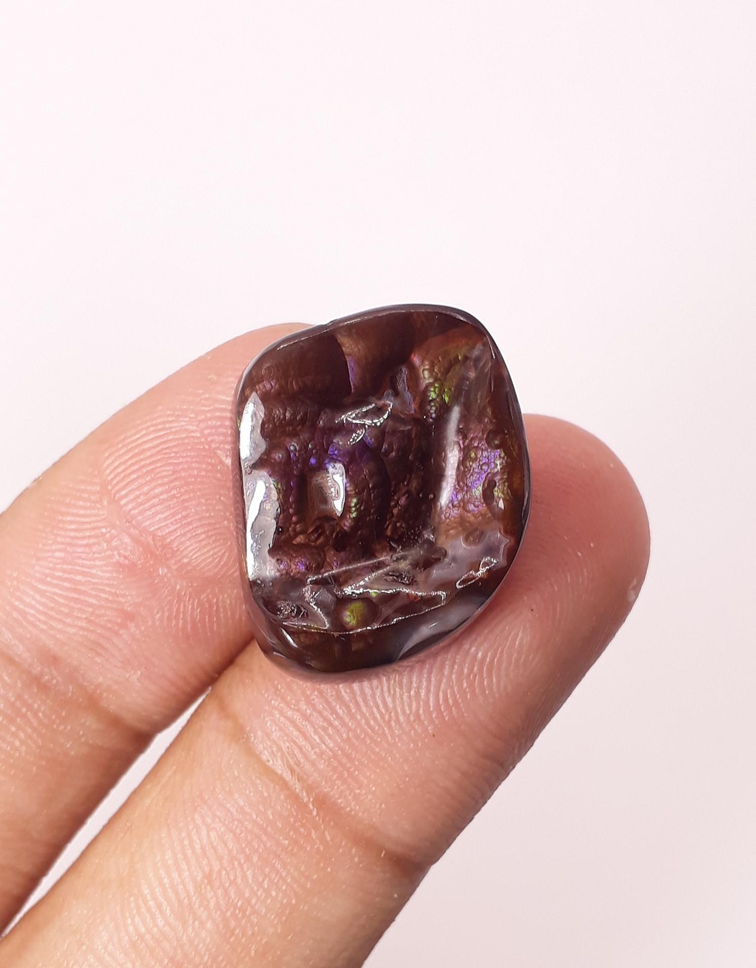 23.8ct Purple Fire Agate,  Rare Fire Agate - Polished Fire Agate, Dimensions 23 x 17 mm