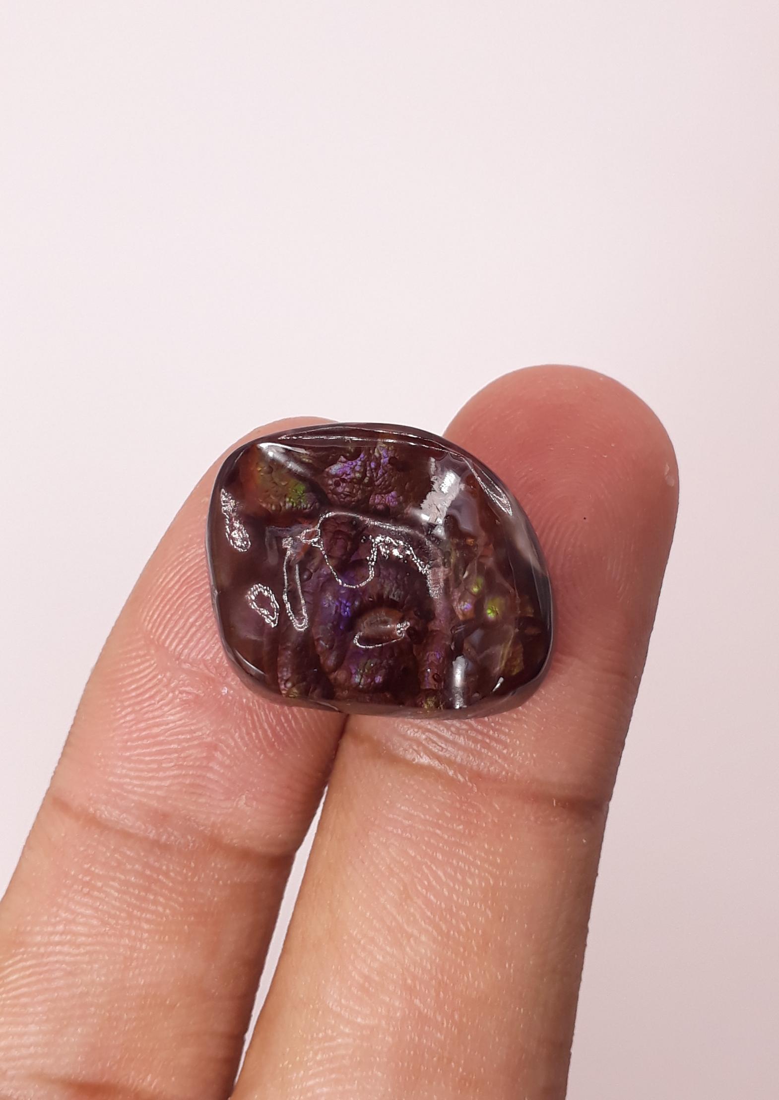 23.8ct Purple Fire Agate,  Rare Fire Agate - Polished Fire Agate, Dimensions 23 x 17 mm