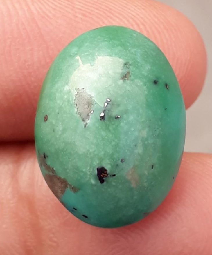 14.1ct Natural Turquoise, Green Matrix with Pyrite Turquoise, Shajri Feroza, Real Feroza Stone, Dimensions - 18x13mm