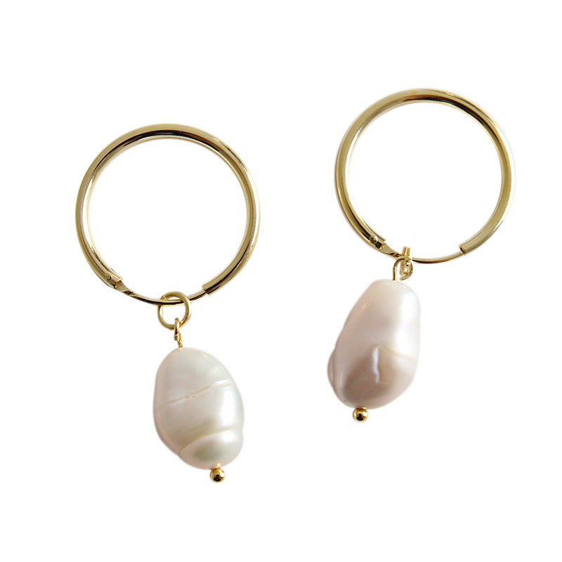 Simple Natural Pearl Dangling Earrings - Gold-Plated Silver Pearl Earrings for women - Perfect Pearl Earrings with Gift Wrapping Included