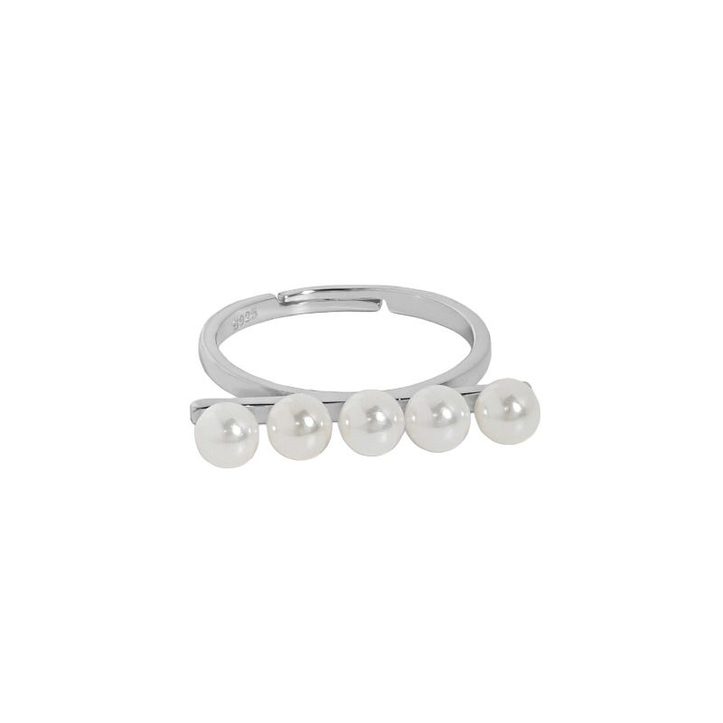 Party Shell Pearl Lines Adjustable Ring - Gold-Plated Silver Pearl Rings for women - Perfect Pearl Rings with Gift Wrapping Included