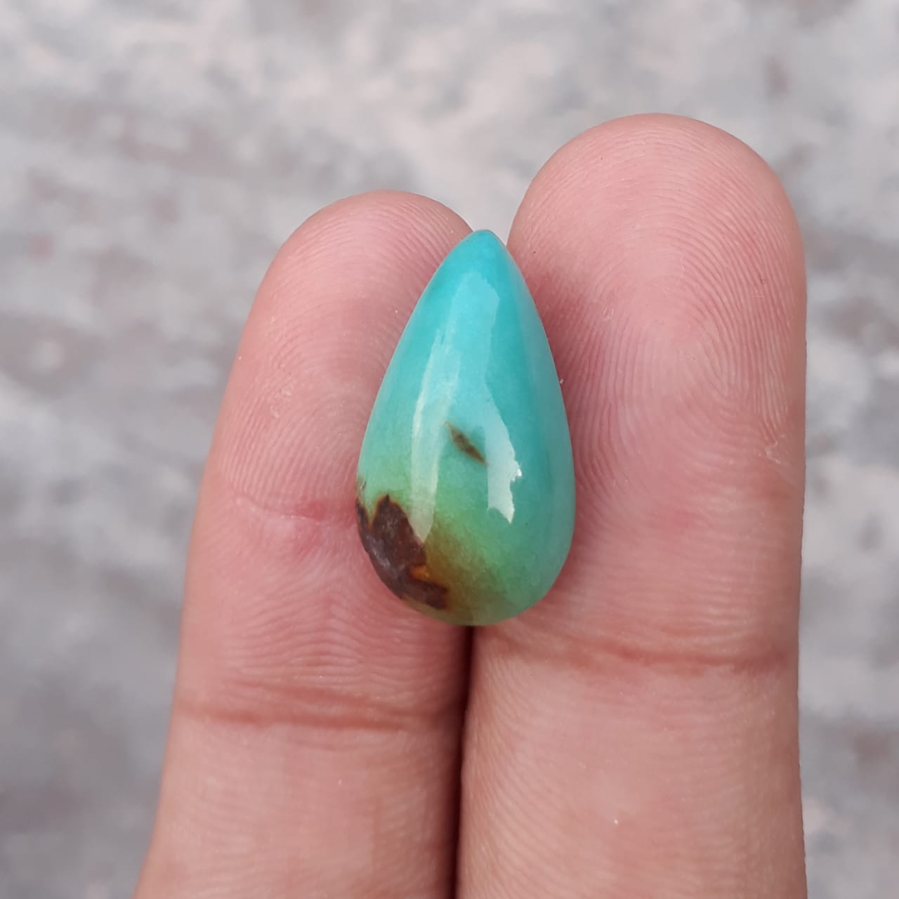 8.6ct Natural Turquoise, Green Matrix Turquoise, Pear Shape, Real Firoza Stone,Dimensions - 21x12mm