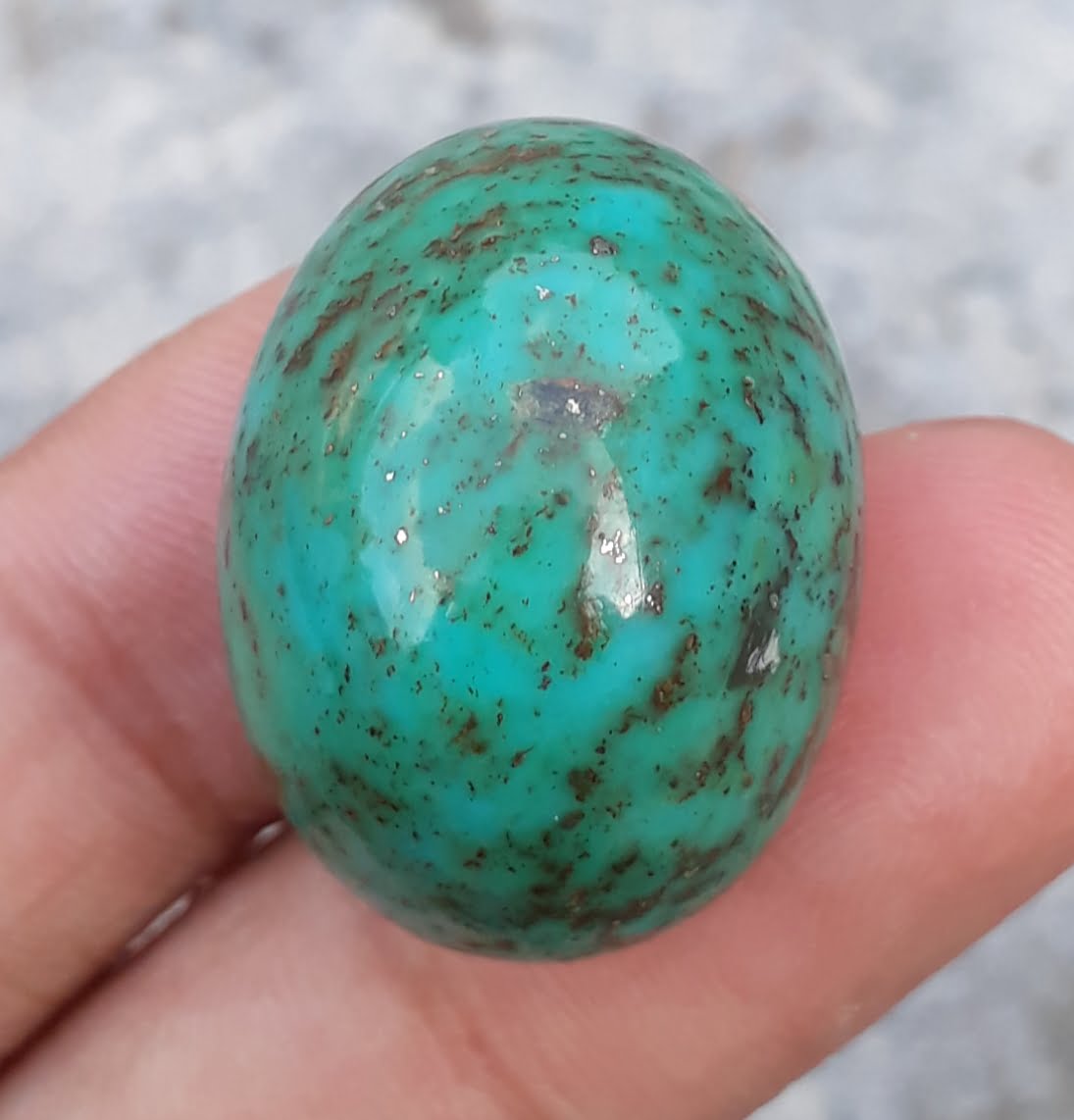 50.7ct Natural Turquoise, Green Matrix Turquoise, Shajri Feroza, Real Firoza Stone- 28x20mm