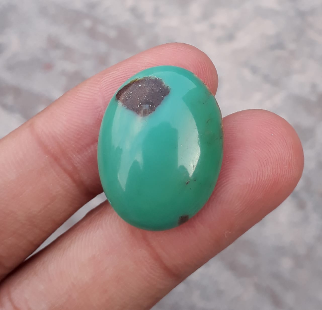 23ct Natural Turquoise, Green Matrix Turquoise, Oval Shape, Real Feroza Stone,Dimensions  - 24x19mm