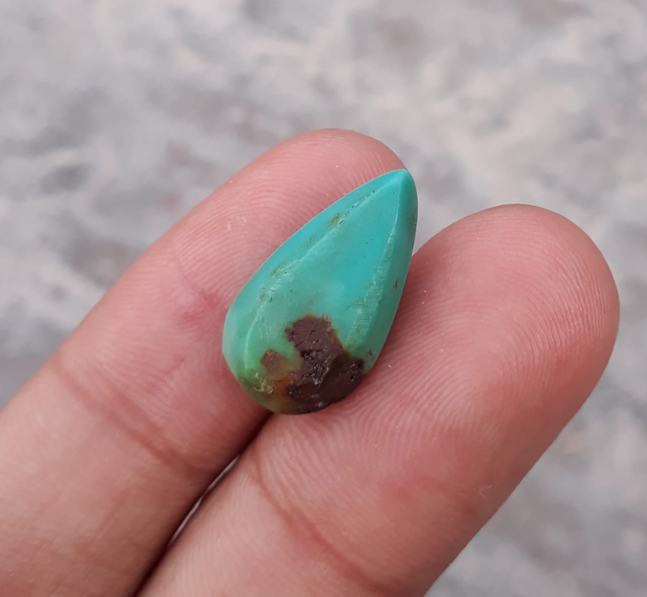 8.6ct Natural Turquoise, Green Matrix Turquoise, Pear Shape, Real Firoza Stone,Dimensions - 21x12mm