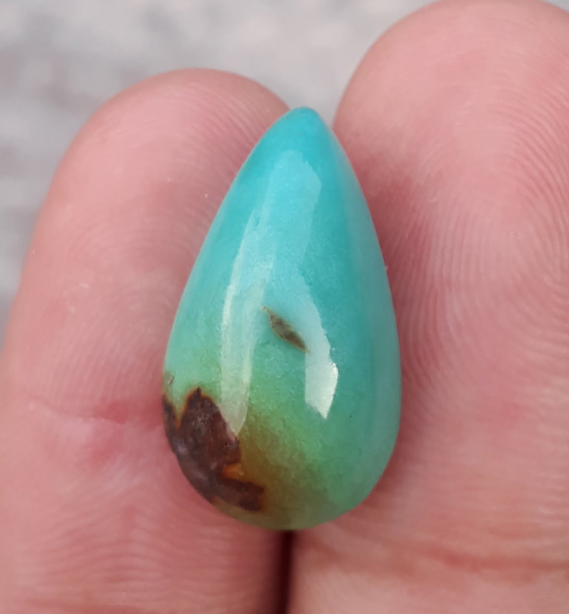 8.6ct Natural Turquoise, Green Matrix Turquoise, Pear Shape, Real Firoza Stone,Dimensions - 21x12mm