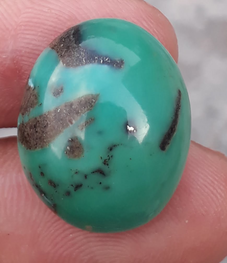 27.1ct Natural Turquoise, Green Matrix Turquoise, Oval Shape, Real Feroza Stone, Dimensions - 22x18x9mm