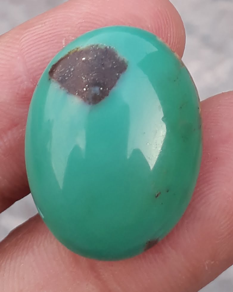 23ct Natural Turquoise, Green Matrix Turquoise, Oval Shape, Real Feroza Stone,Dimensions  - 24x19mm