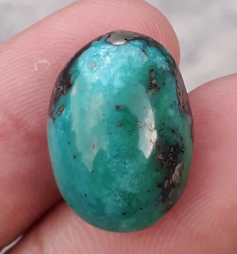 15.1ct Natural Turquoise, Green Matrix Turquoise, Shajri Feroza, Real Firoza Stone,Dimensions -19x14mm