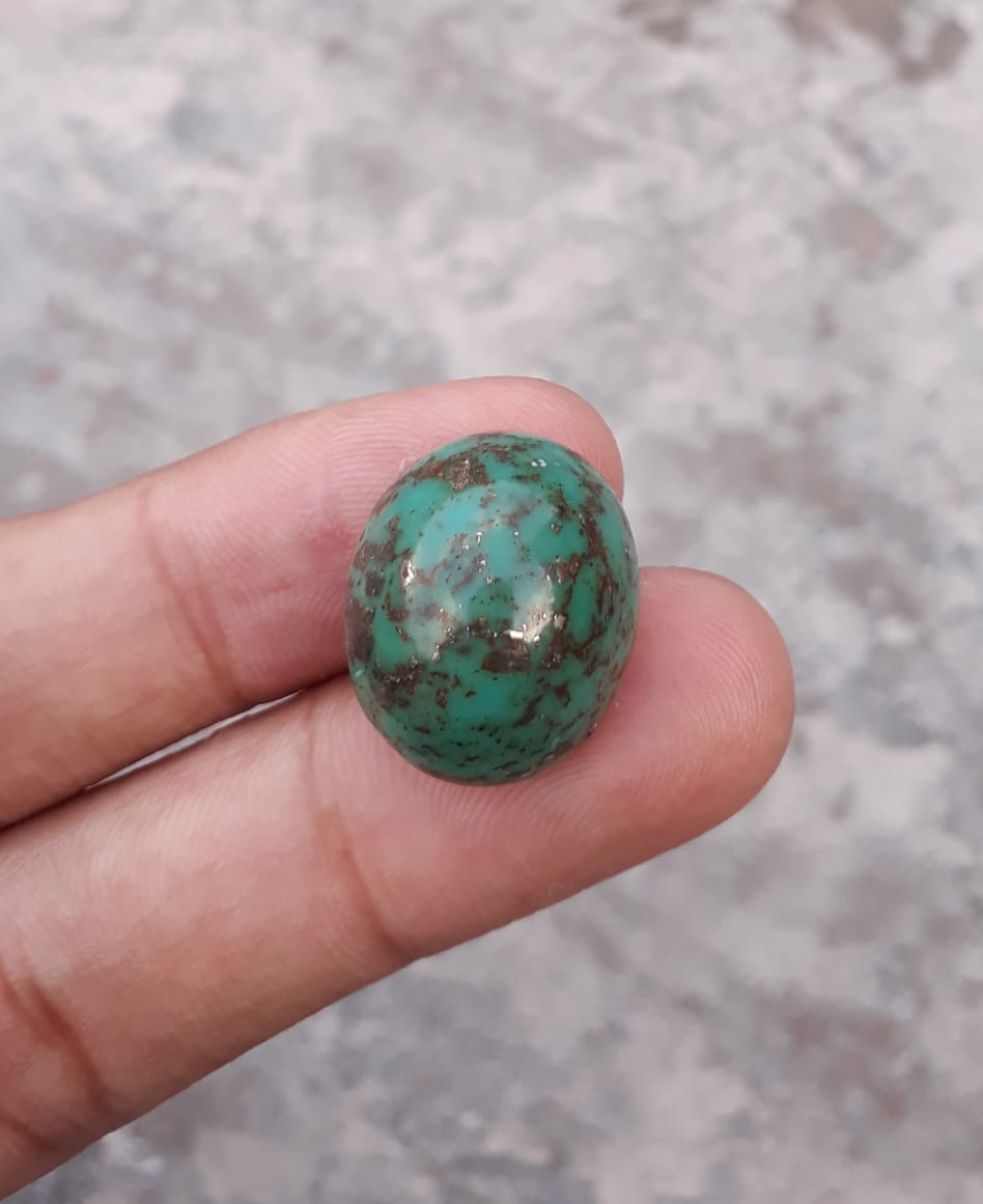 24ct Natural Turquoise, Green Matrix Turquoise,  Shajri Feroza, Real Firoza Stone,Dimensions  21x18mm