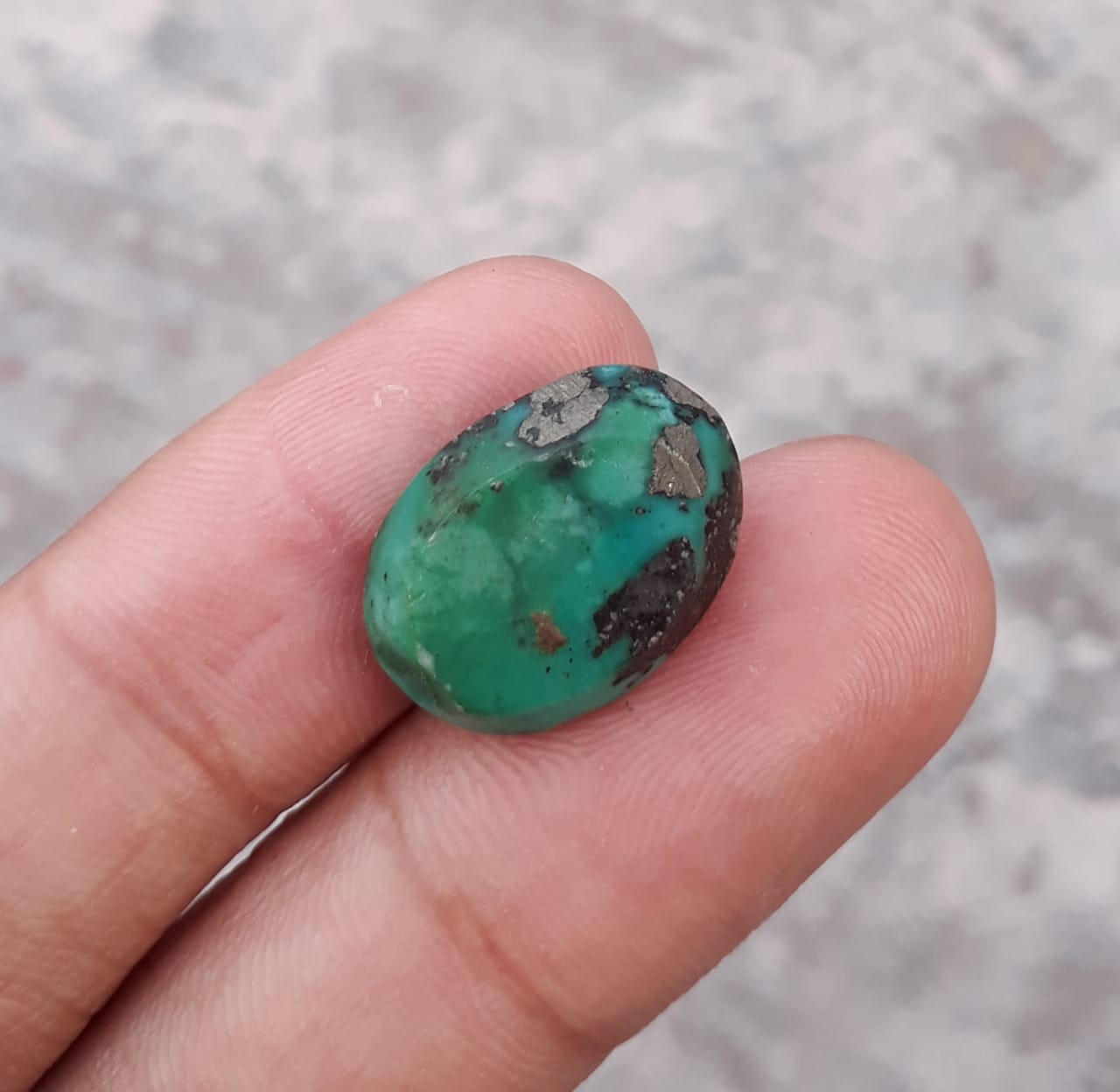 15.1ct Natural Turquoise, Green Matrix Turquoise, Shajri Feroza, Real Firoza Stone,Dimensions -19x14mm