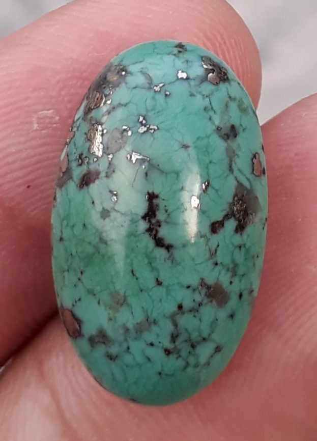 13.7ct Natural Turquoise, Green Matrix Turquoise, Oval Shape, Dimensions - 20x12mm