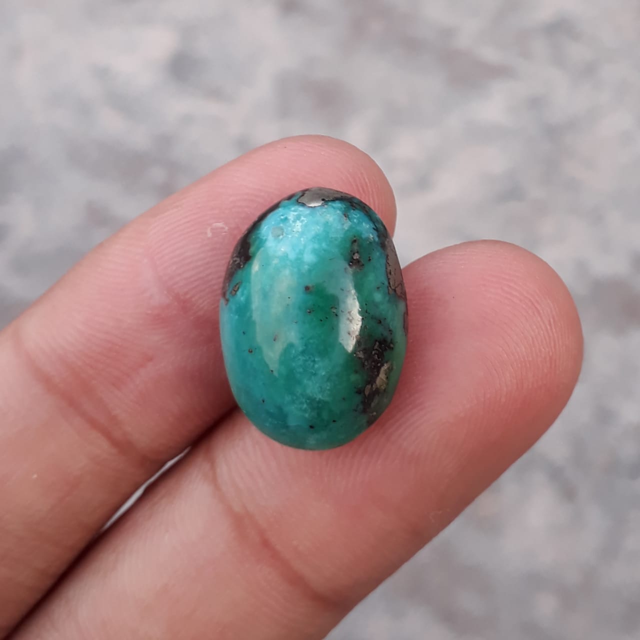 15.1ct Natural Turquoise, Green Matrix Turquoise, Shajri Feroza, Real Firoza Stone,Dimensions -19x14mm