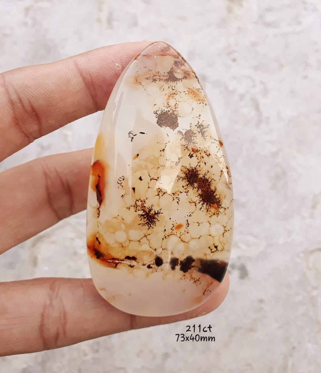 211 Natural Dendritic Agate - Shajri Aqeeq -73x40mm