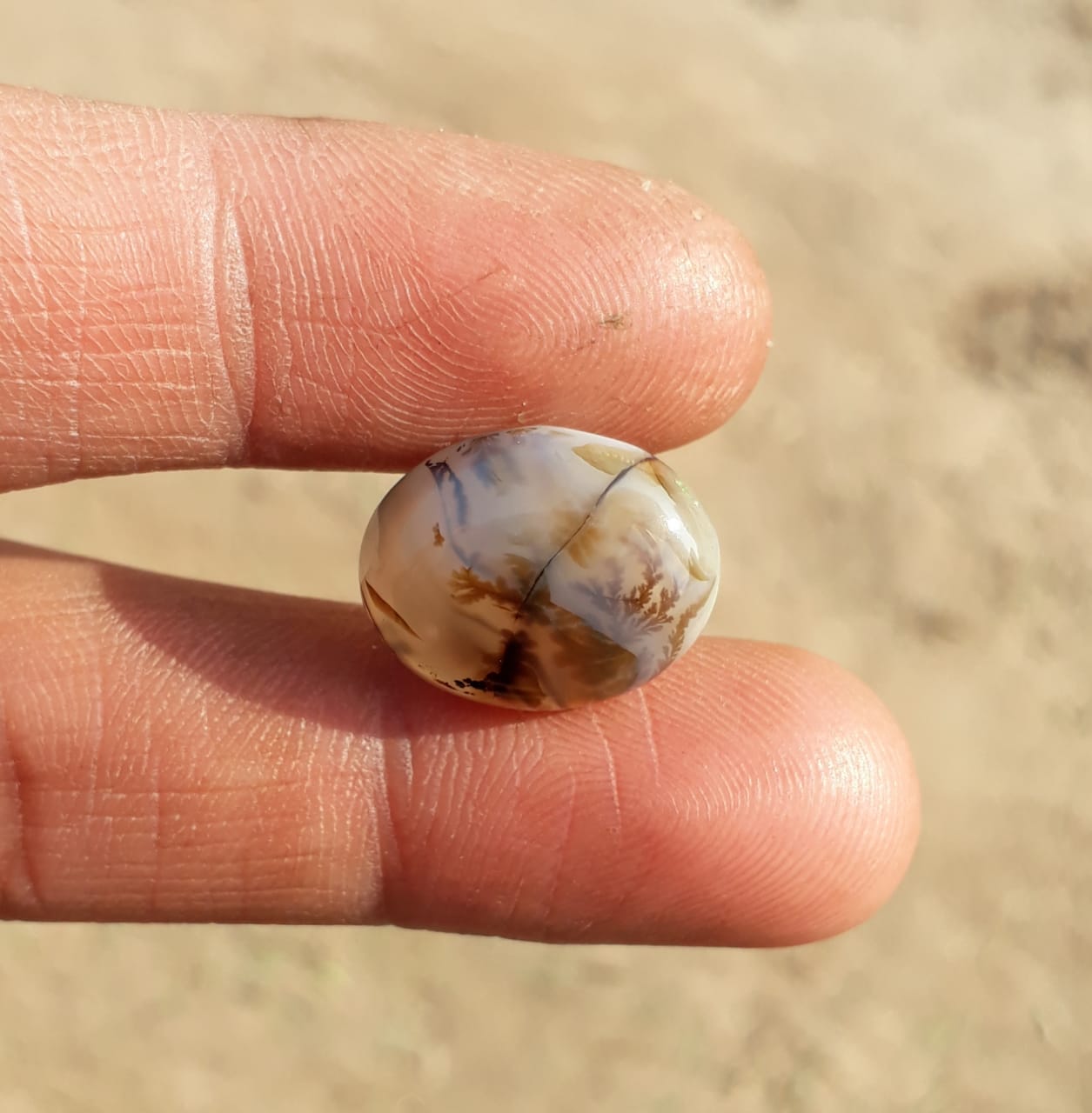 10.8ct Natural Dendritic Agate - Shajri Aqeeq -19x15mm