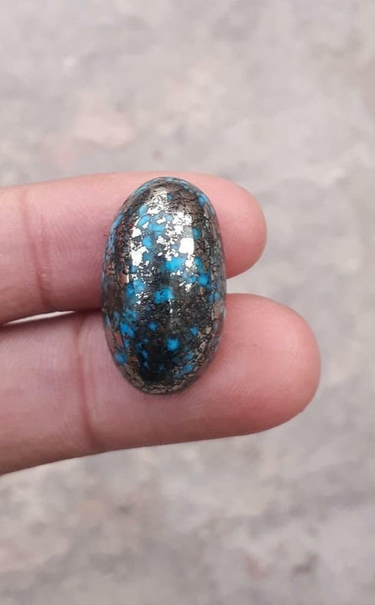 41.5ct Natural Turquoise, Blue Matrix Turquoise, Shajri Feroza, - 25x14mm