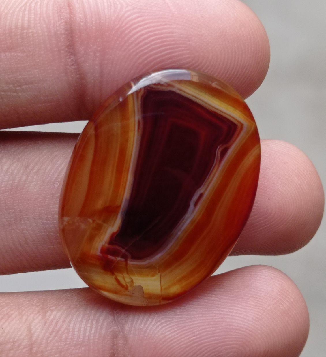 Unique Fortified Agate Cabochon - Sulaimani Aqeeq - 33x26mm