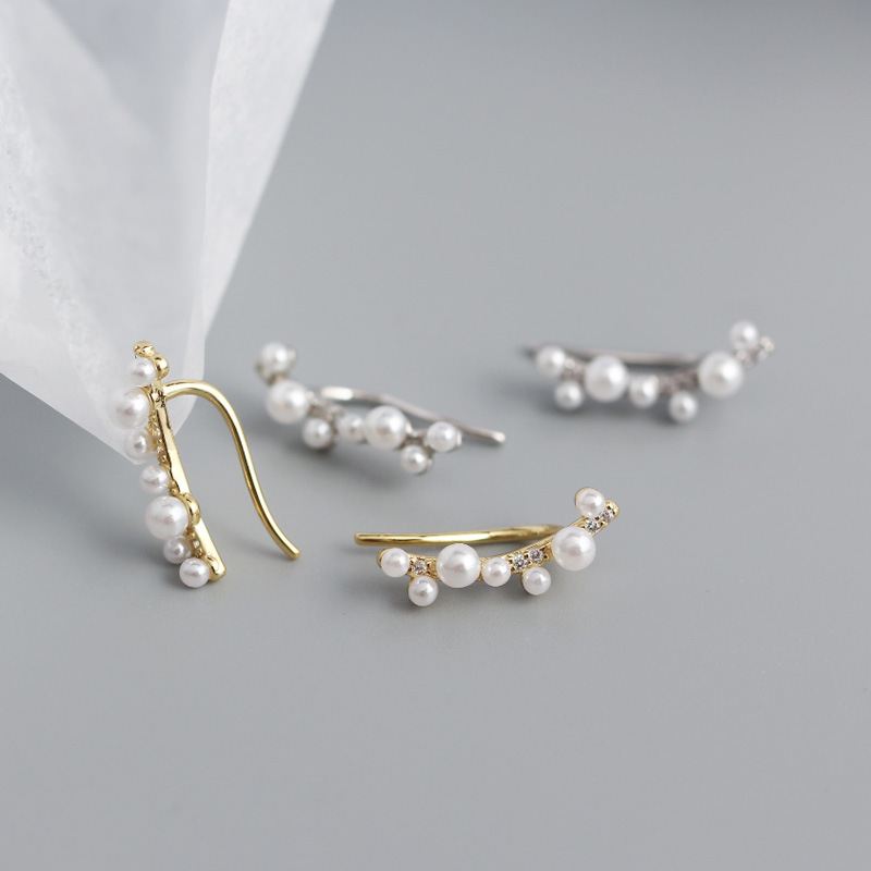 Beautiful Shell Pearls Tree Branch Non-Pierced Earrings - Gold-Plated Silver Pearl Earrings for women - Perfect Pearl Earrings with Gift Wrapping Included