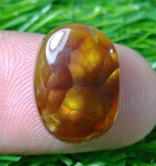14ct Mexican Fire Agate, Rare Fire Agate, Yellow Oval Cabochon Fire Agate - Perfect gemstone Gift, Dimensions - 16x12 mm