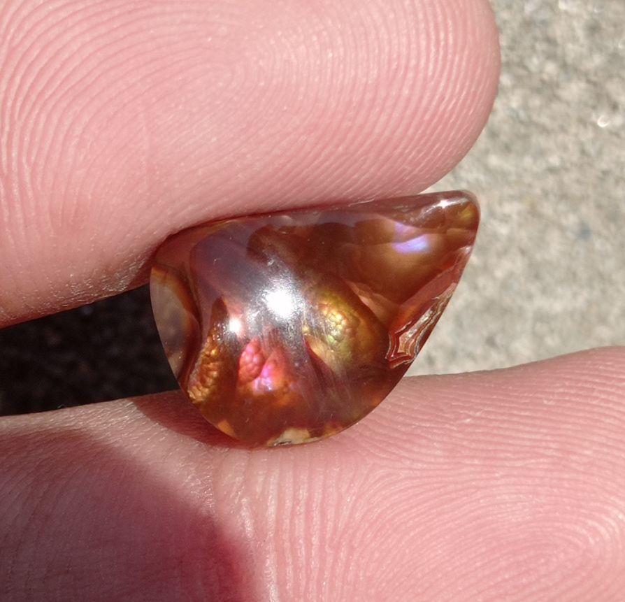 7.8ct Natural Fire Agate From Mexico, Rare Fire Agate, Pink Fire Agate- Perfect gemstone Gift, Dimensions - 16x11x6mm