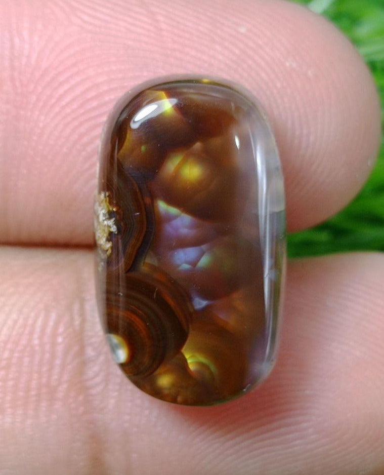 14.65ct Natural Fire Agate From Mexico, Rare Fire Agate, Fire Agate cabochon -  Dimensions - 21x12mm