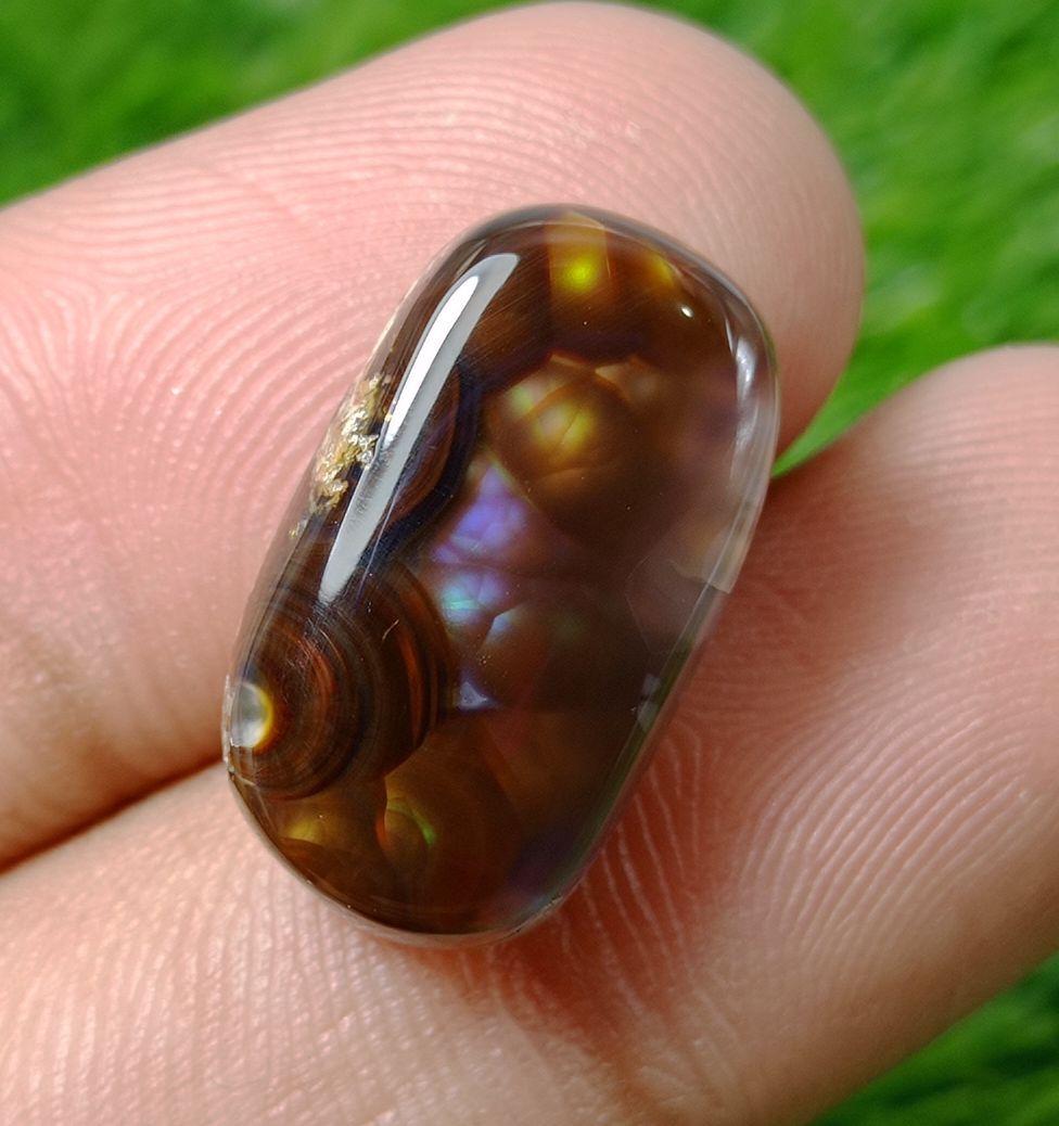 14.65ct Natural Fire Agate From Mexico, Rare Fire Agate, Fire Agate cabochon -  Dimensions - 21x12mm