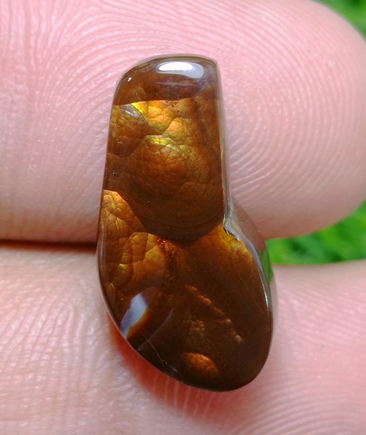 10ct Attractive Fire Agate Suitable for Pendant, Rare Fire Agate, Yellow Fire Agate - Dimensions - 20x10 mm