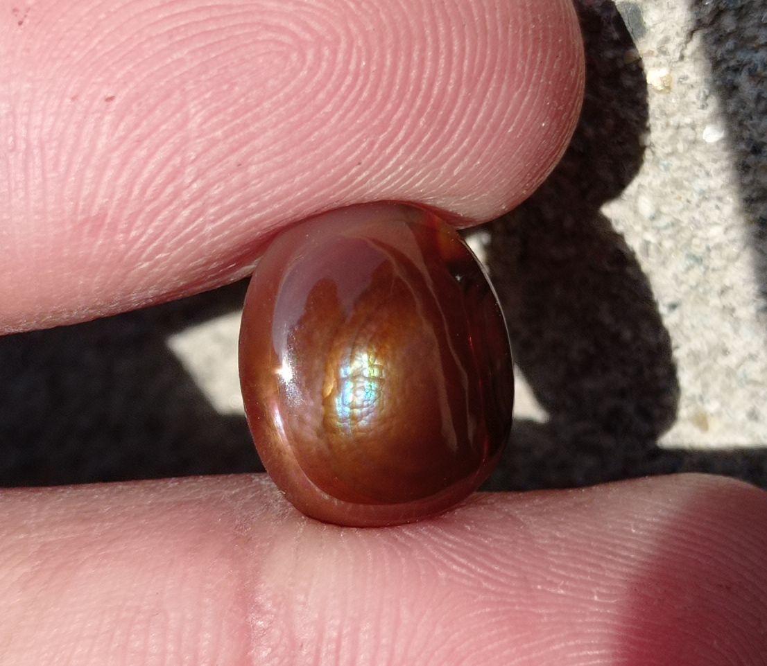 6.7ct Natural Fire Agate, Mexican Fire Agate, Polished Fire Agate Rare Fire Agate - Perfect gemstone Gift, Brown Oval Cabochon Fire Agate, Dimensions -  14x11 mm