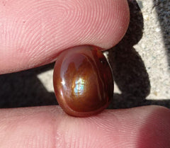 6.7ct Natural Fire Agate, Mexican Fire Agate, Polished Fire Agate Rare Fire Agate - Perfect gemstone Gift, Brown Oval Cabochon Fire Agate, Dimensions -  14x11 mm