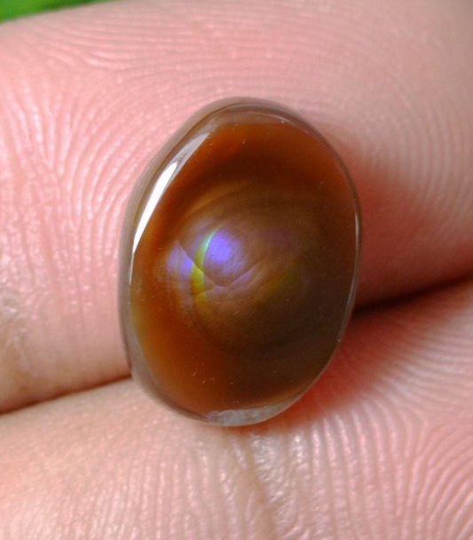 5.75ct Mexican Fire Agate,  Purple Fire Agate, Fire Agate Oval cabochon - Best gemstone Gift, Dimensions  -  14x10 mm