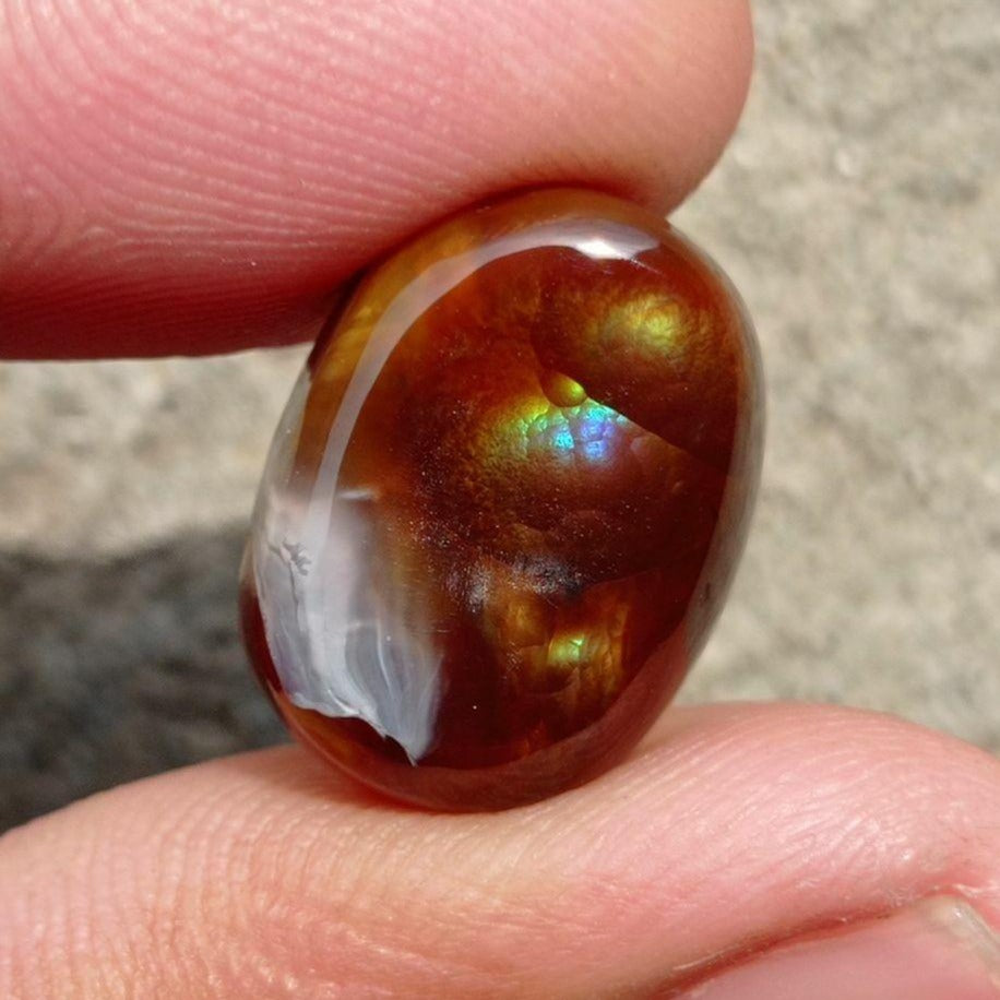 17.9ct Polished Fire Agate, Fire Agate Oval cabochon - Perfect gemstone Gift, Rare Gemstone , Dimensions - 18x13mm