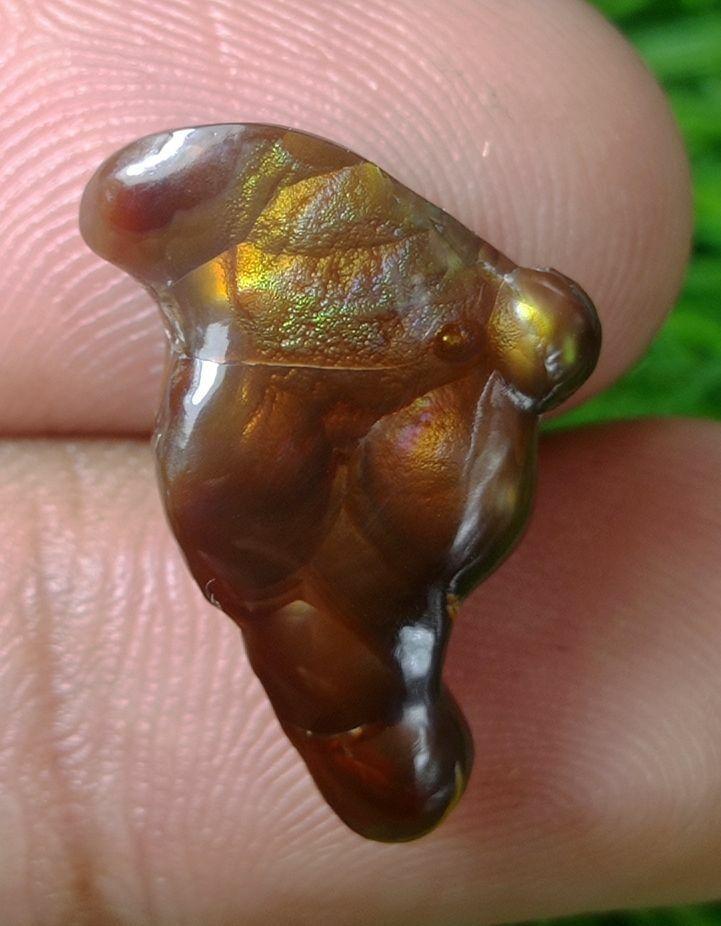 12ct Mexican Fire Agate, Rare Fire Agate, Unique Shape Fire Agate Suitable For Pendant - Perfect gemstone Gift, Rare Gemstone than Diamonds, Dimensions - 23x14 mm