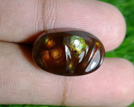 17.5ct Mexican Fire Agate,  Rare Fire Agate, Curved Oval Cabochon Fire Agate - Perfect gemstone Gift ,Dimensions  - 22x14 mm