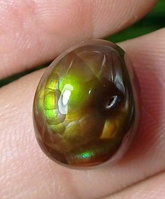11ct Green Fire Agate,  Rare Fire Agate, Polished Fire Agate, Fire Agate Cabochon -  Dimensions 14x11xmm