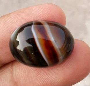 Layered Agate - Banded Agate -  Sulaimani Aqeeq - 22x16mm