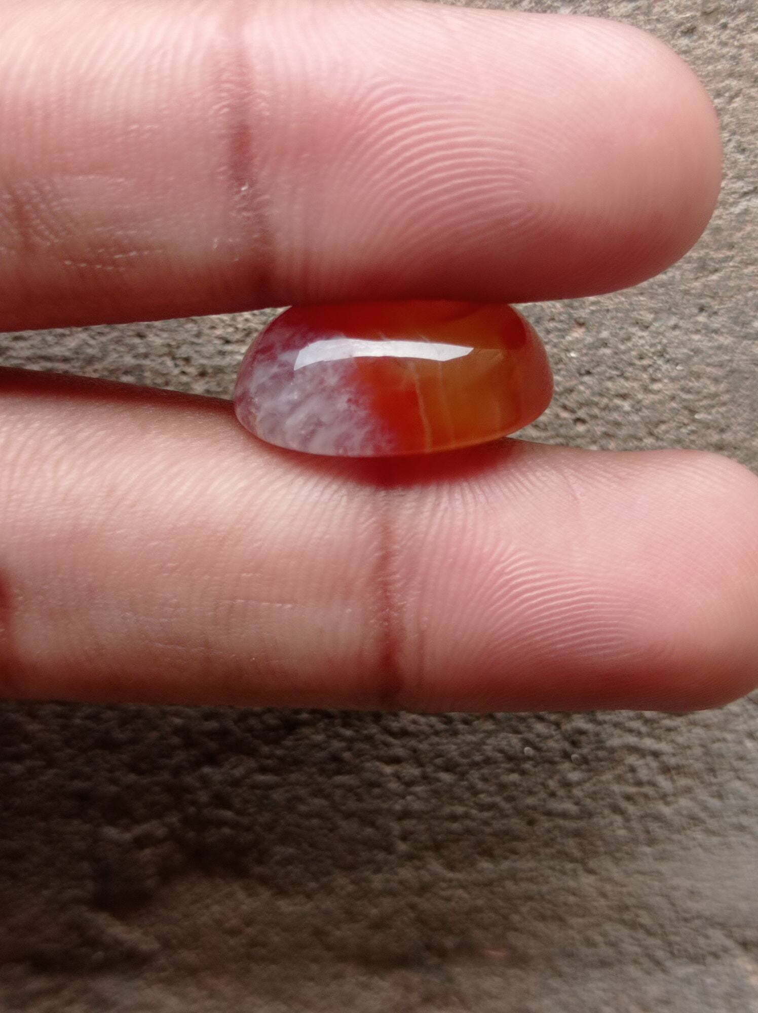 19ct Bi-color Agate Cabochon - Sulaimani Aqeeq - 20x15x9mm