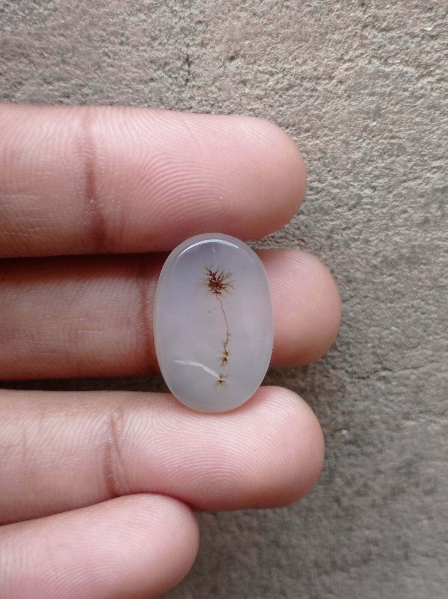 18ct Natural Dendritic Agate - Shajri Aqeeq - Dimension-23x16mm