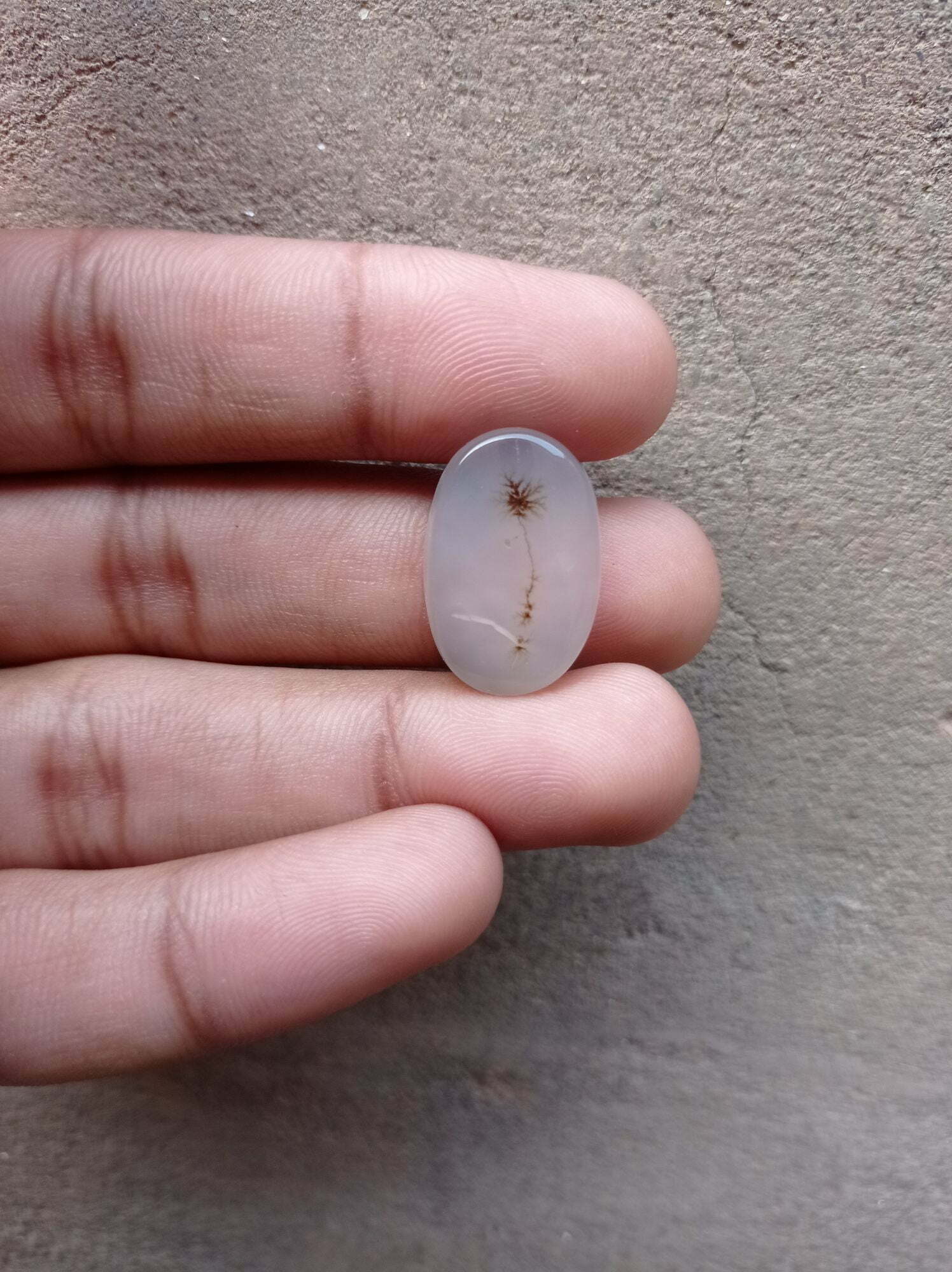 18ct Natural Dendritic Agate - Shajri Aqeeq - Dimension-23x16mm