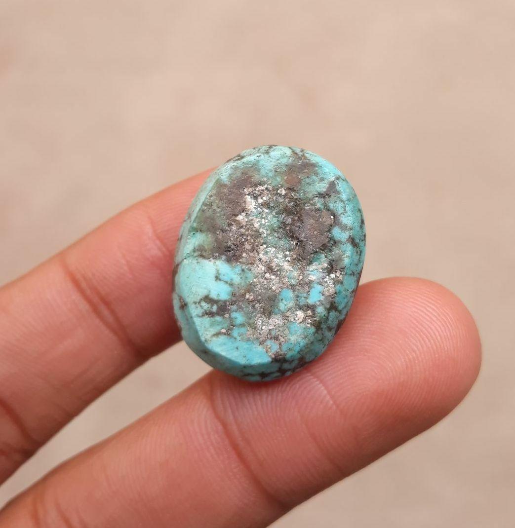 Natural Turquoise – Blue Matrix Turquoise – Shajri Feroza - 36ct-25x20mm