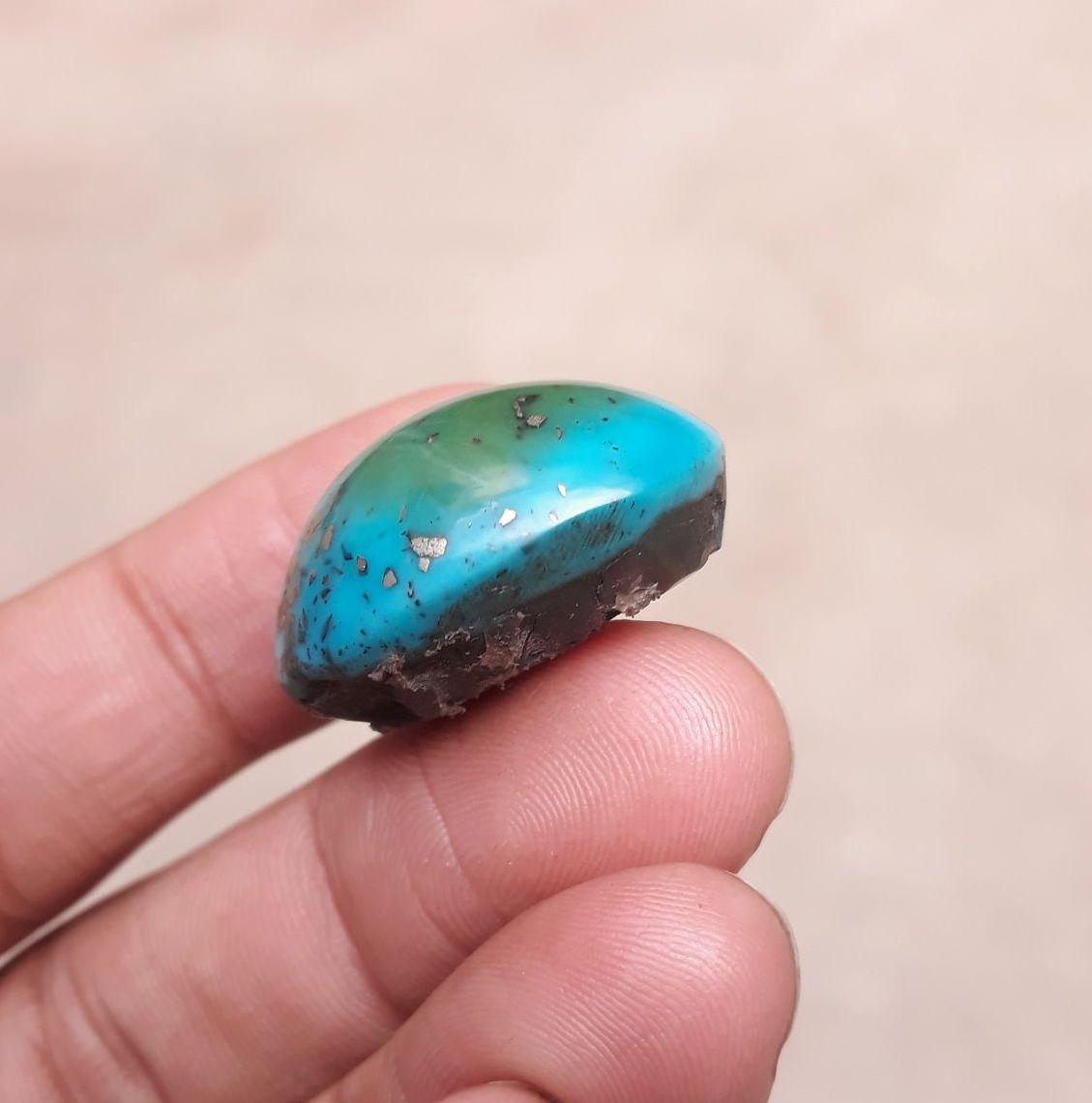 Natural Turquoise with Pyrite - Blue / Green Turquoise - 65ct-27x21mm