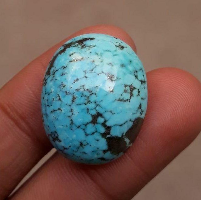 Natural Turquoise – Blue Matrix Turquoise – Shajri Feroza - 36ct-25x20mm